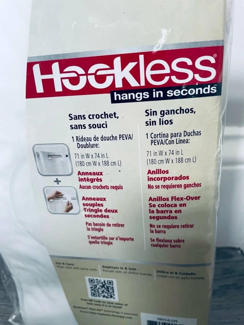 Brand New Hookless PEVA Shower Curtain/Liner - Frosty White, 71